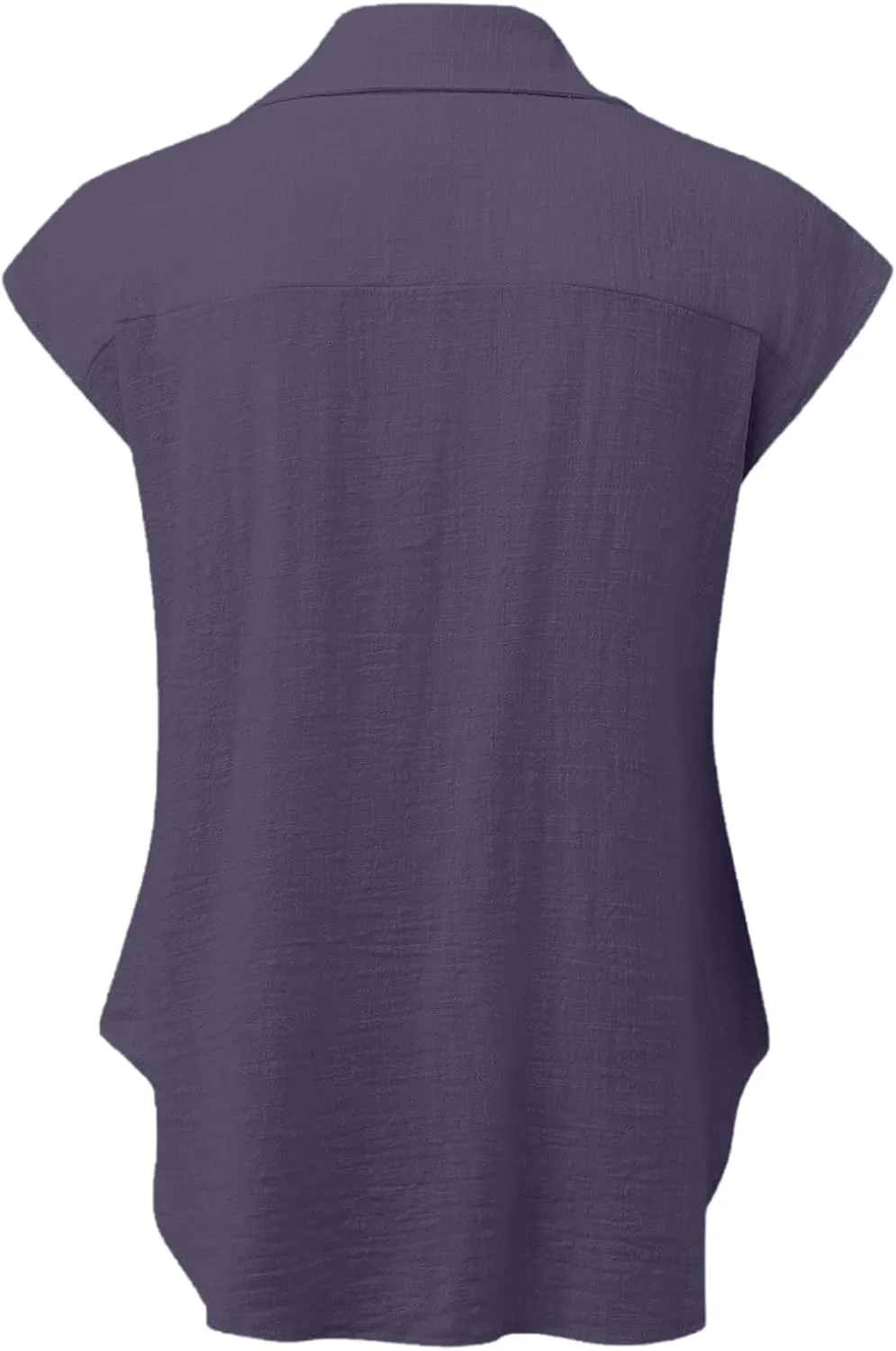2024 Button Down Shirts for Women Lapel V Neck Dressy Linen Tops Summer Rollup Cap Sleeve Blouses Plus Size Tee Shirt