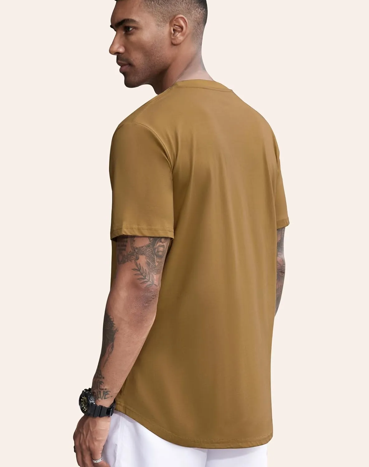 3 Pack Mens t-Shirts 100 Cotton Longline T Shirts Crewneck Long Drop Cut Basic Casual Tee Shirt