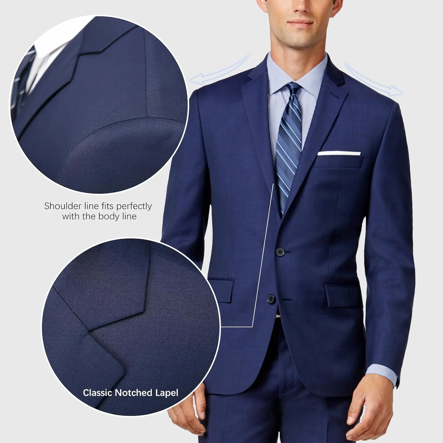 3 Piece Men's Suits, Slim Fit Suit for Men Two Button Solid Blazers Vest Pants Set Wedding Formal Suit