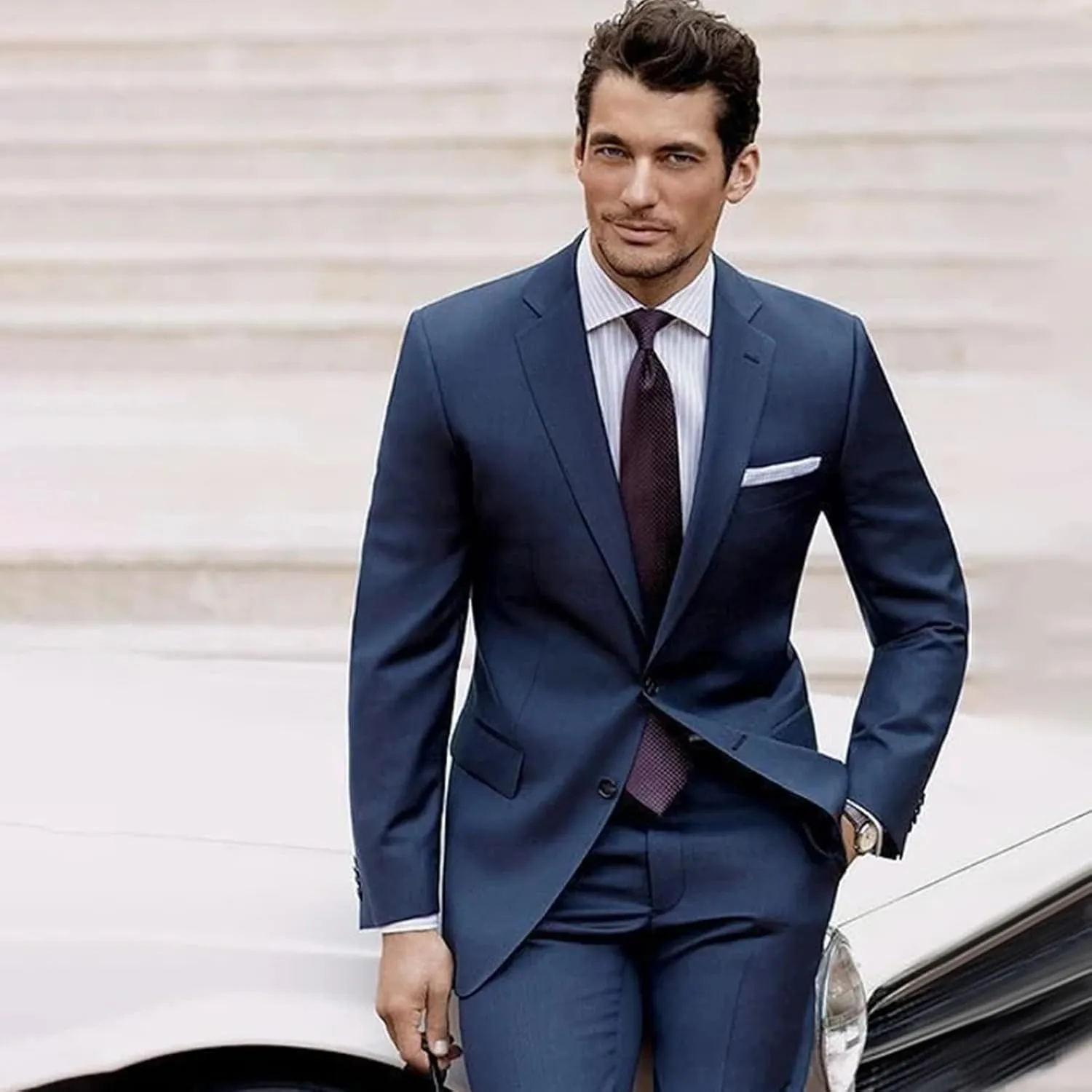 3 Piece Men's Suits, Slim Fit Suit for Men Two Button Solid Blazers Vest Pants Set Wedding Formal Suit