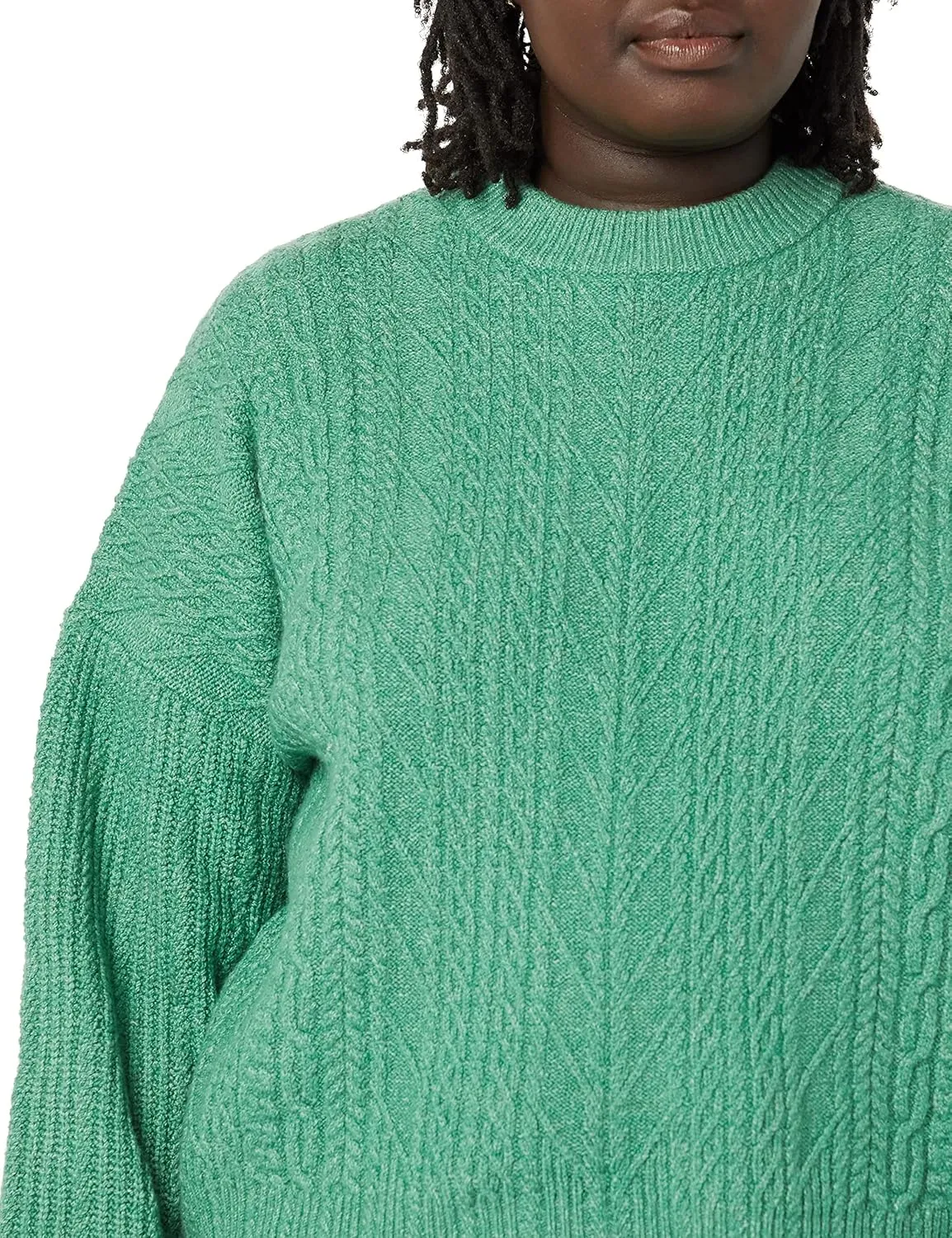 Amazon Essentials Women's Cable Knit Sweater, Soft-Touch Modern Crewneck, Plus Size Available