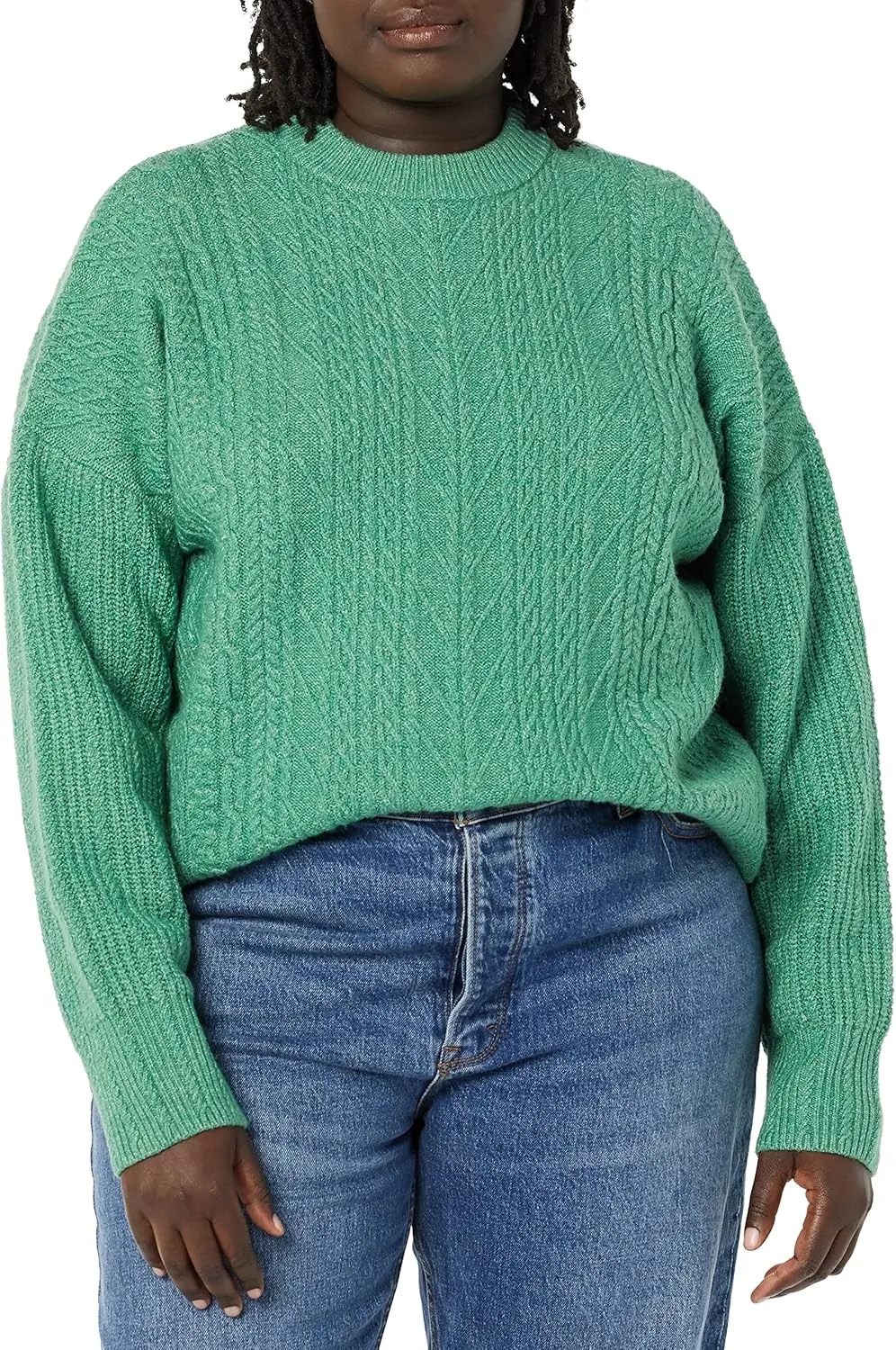 Amazon Essentials Women's Cable Knit Sweater, Soft-Touch Modern Crewneck, Plus Size Available