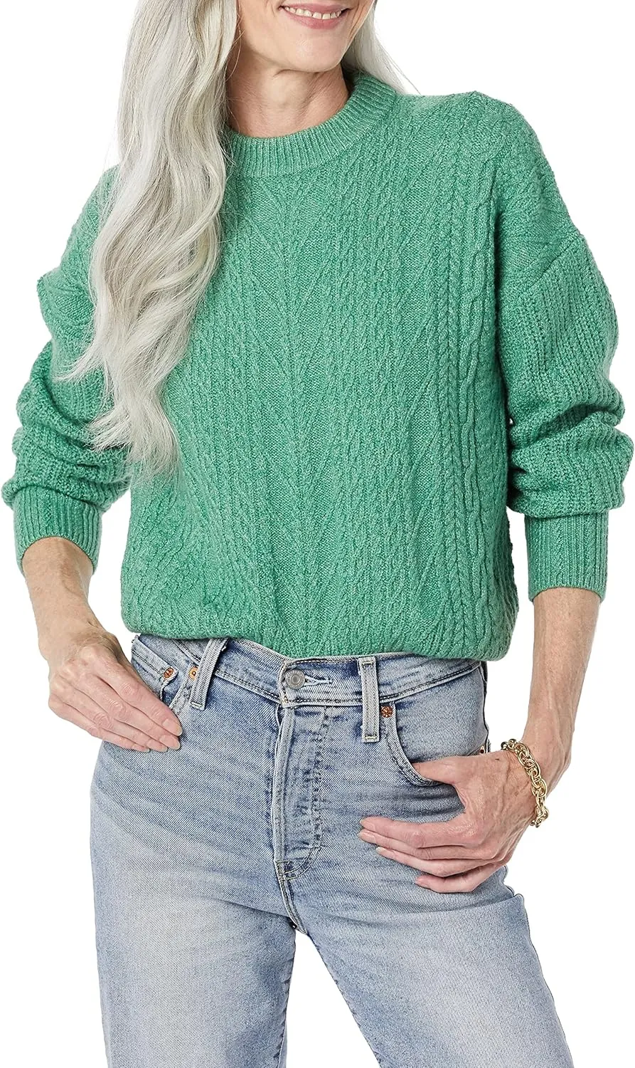 Amazon Essentials Women's Cable Knit Sweater, Soft-Touch Modern Crewneck, Plus Size Available