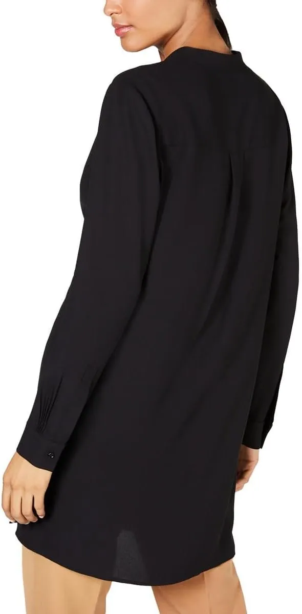 Anne Klein Womens Petites Covered Placket Side Slit Blouse