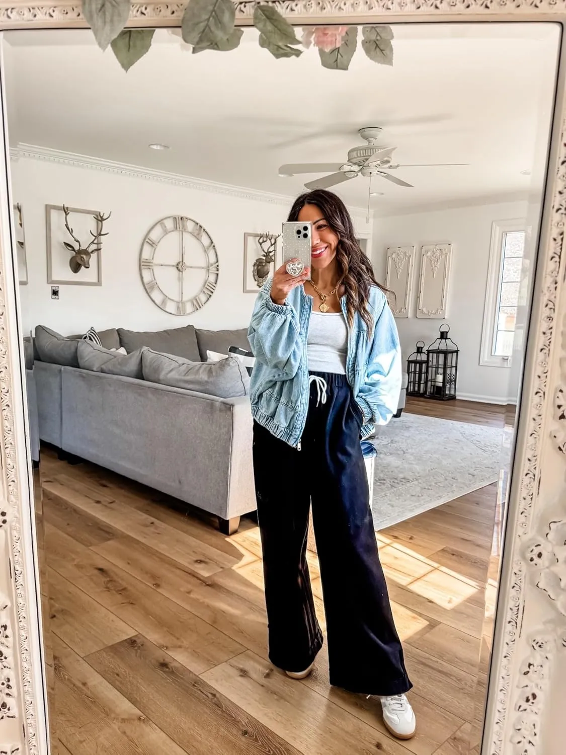 Athlisan Womens Baggy Wide Leg Palazzo Pants Casual Loose Drawstring Elastic Waisted Lounge Trousers with Pockets