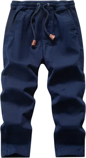 Boys' Solid Color Drawstring Elastic Waist Chino Pants