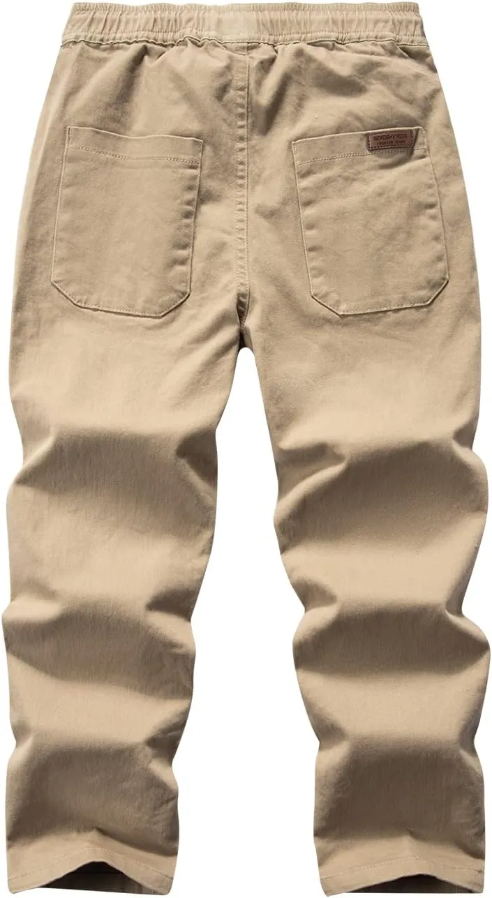 Boys' Solid Color Drawstring Elastic Waist Chino Pants