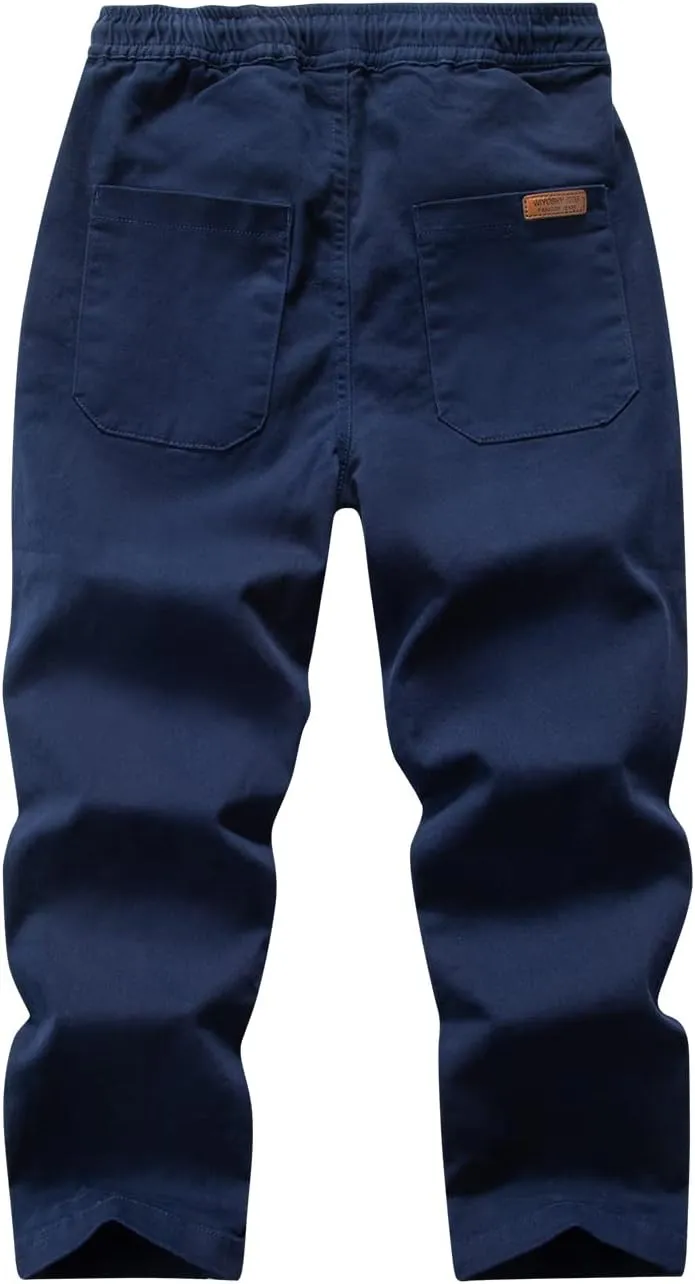 Boys' Solid Color Drawstring Elastic Waist Chino Pants