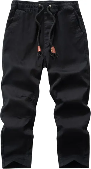 Boys' Solid Color Drawstring Elastic Waist Chino Pants