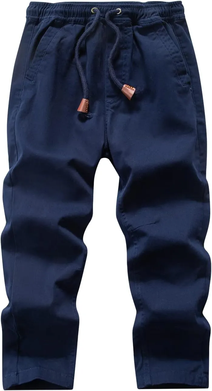 Boys' Solid Color Drawstring Elastic Waist Chino Pants
