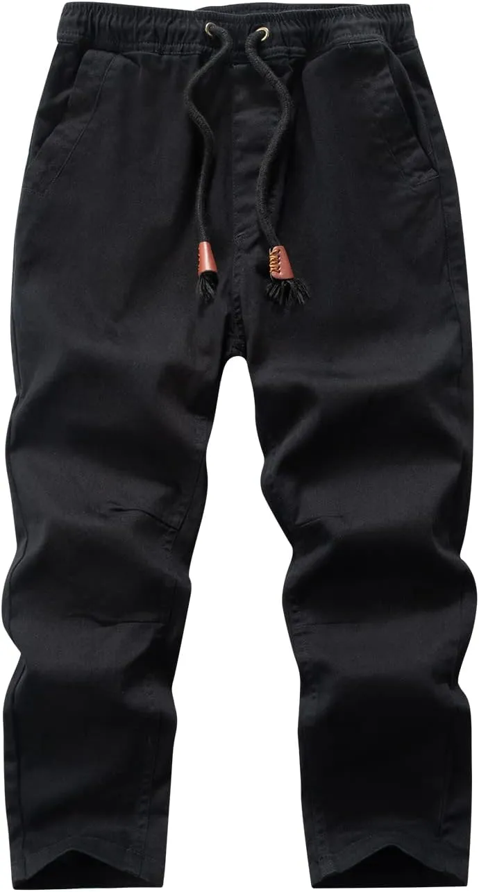 Boys' Solid Color Drawstring Elastic Waist Chino Pants