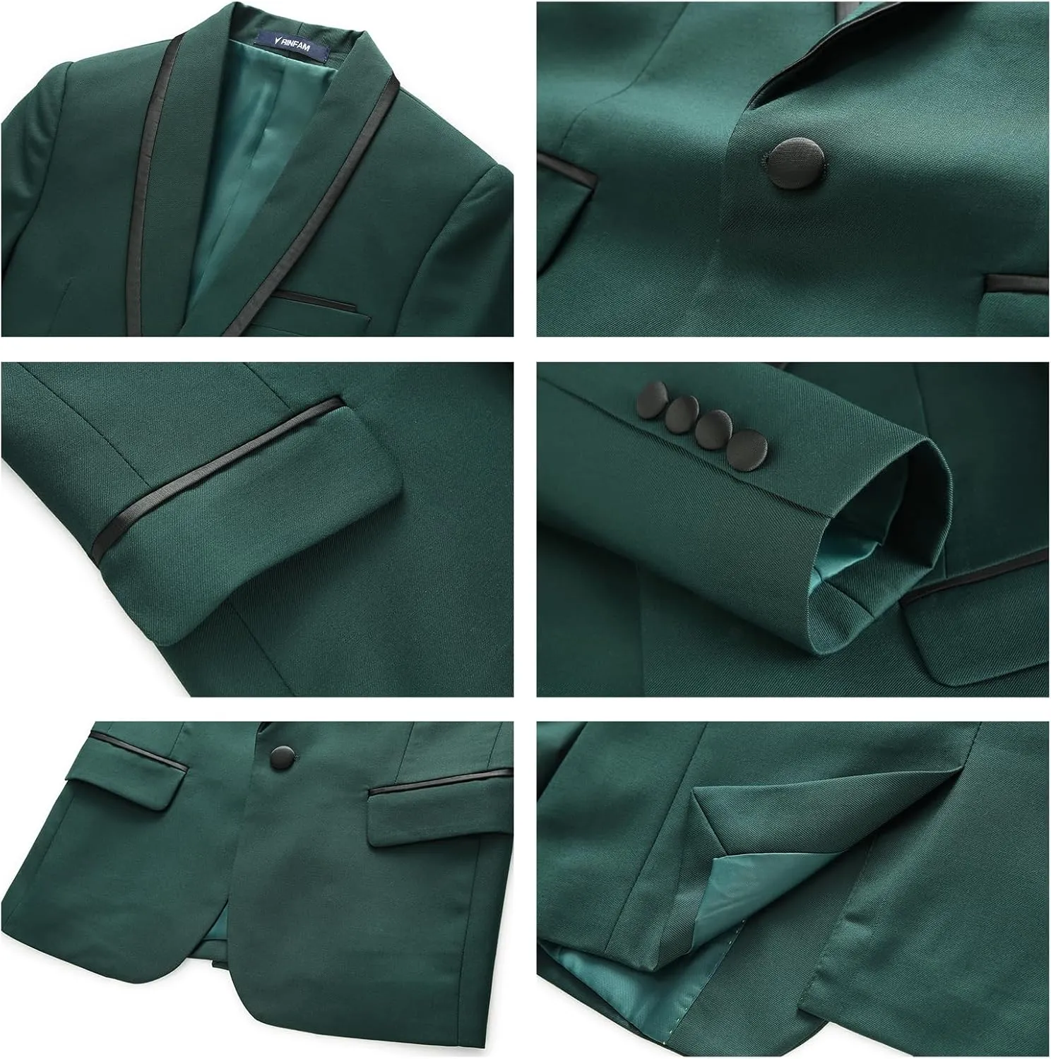 Boys Tuxedo Suit Set Slim Fit Sizes 4-18 Blazer Vest Pants 3 Piece Formal Wedding Outfit for Kids