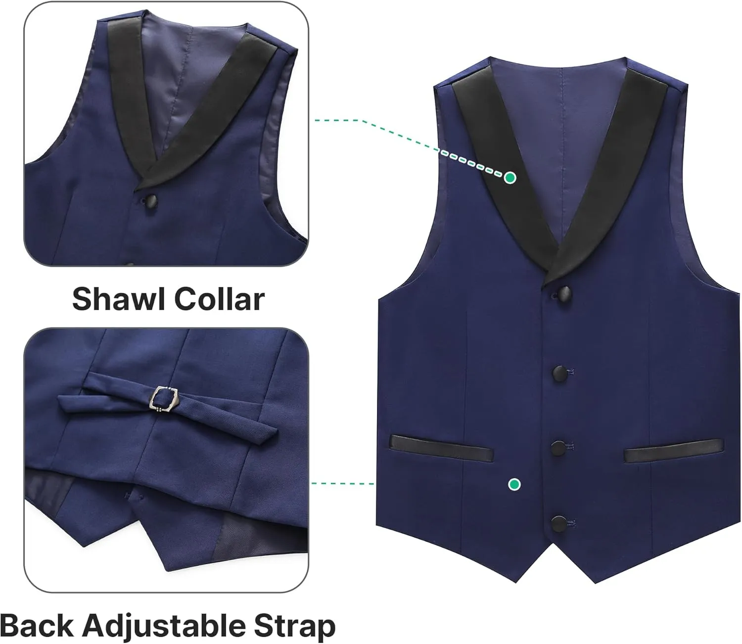 Boys Tuxedo Suit Set Slim Fit Sizes 4-18 Blazer Vest Pants 3 Piece Formal Wedding Outfit for Kids
