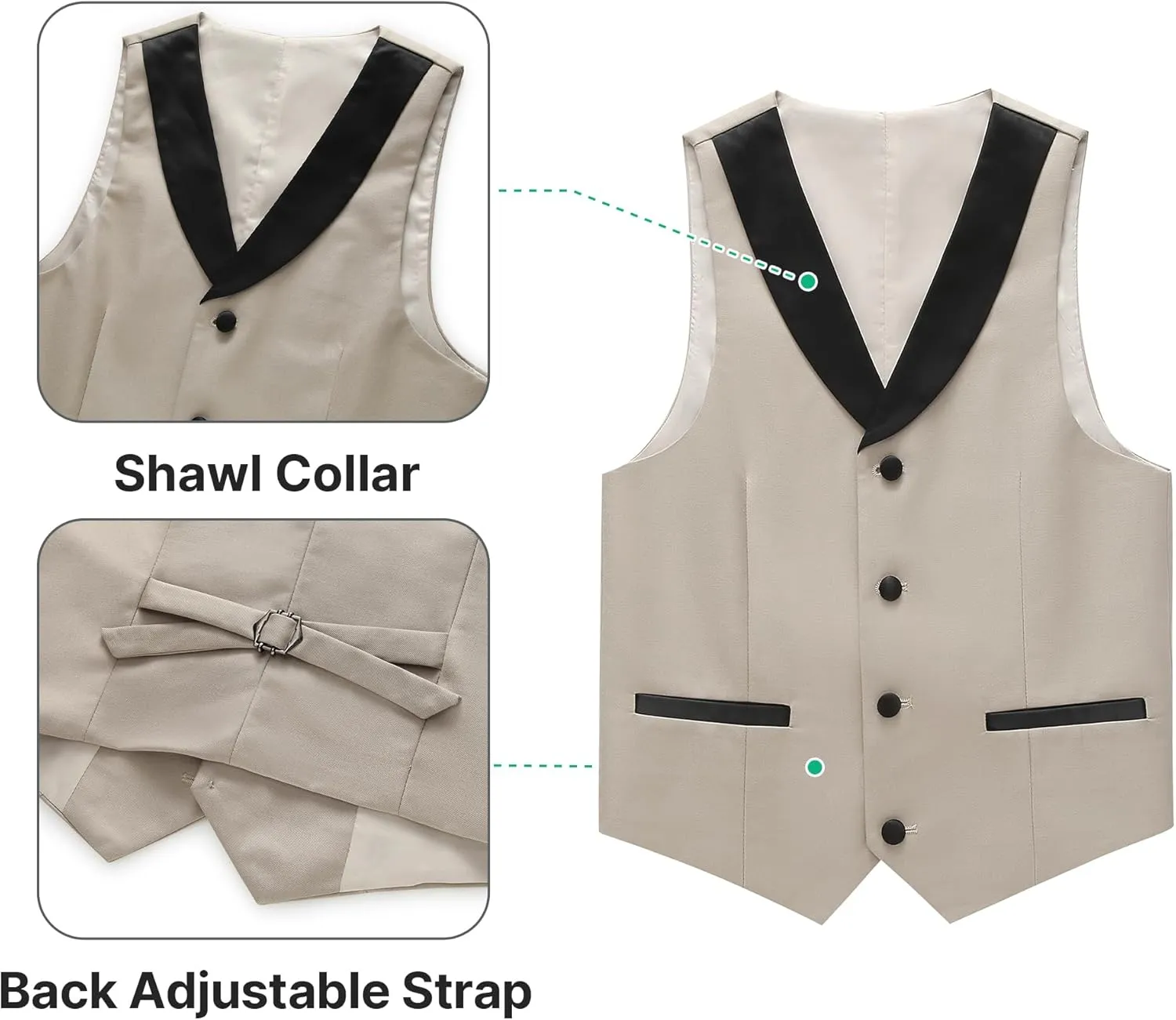 Boys Tuxedo Suit Set Slim Fit Sizes 4-18 Blazer Vest Pants 3 Piece Formal Wedding Outfit for Kids