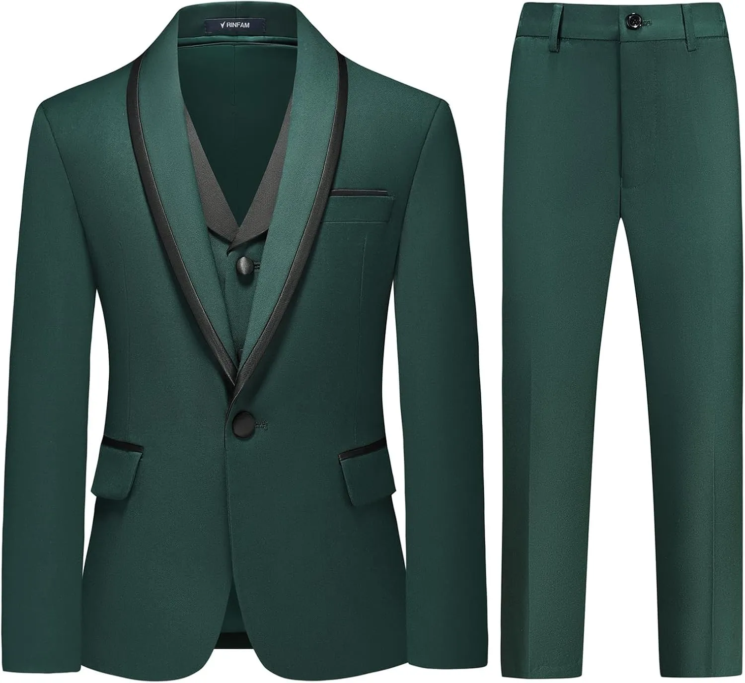Boys Tuxedo Suit Set Slim Fit Sizes 4-18 Blazer Vest Pants 3 Piece Formal Wedding Outfit for Kids