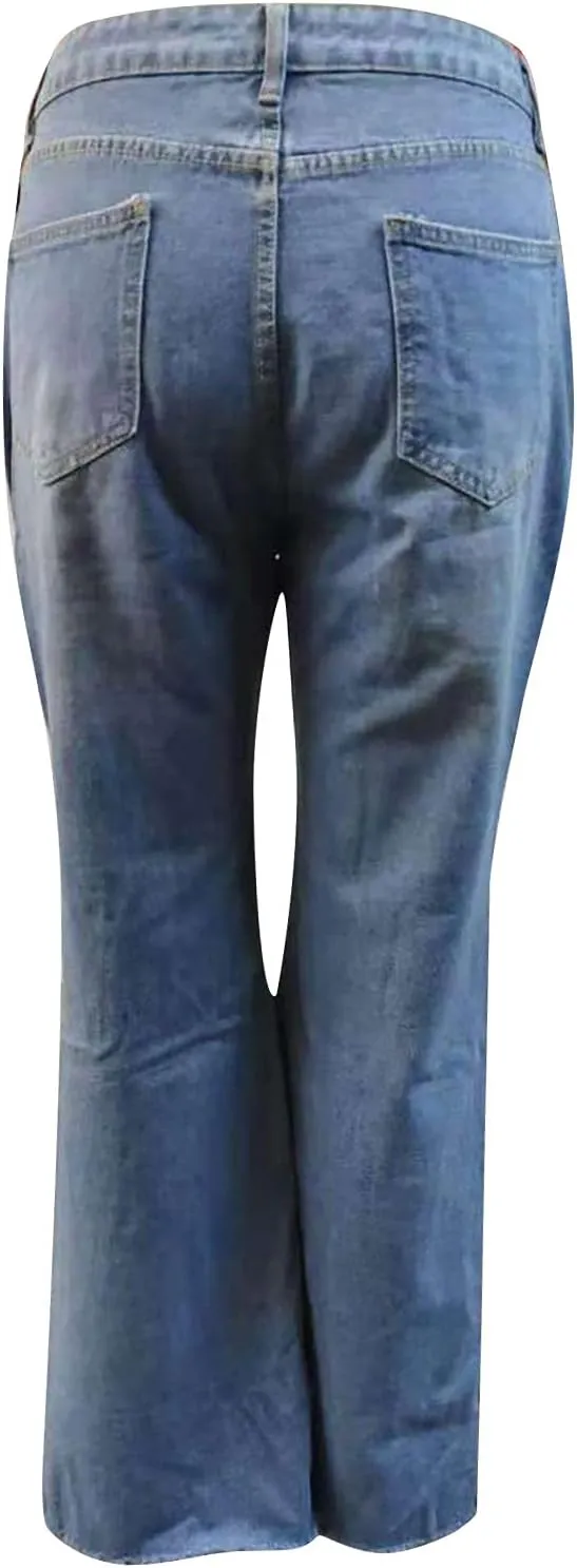 Cargo Jeans for Women Low Rise Bell Bottoms Trendy Straight Leg Stretch Denim Pants Flare Jeans Bootcut Bell Bottom