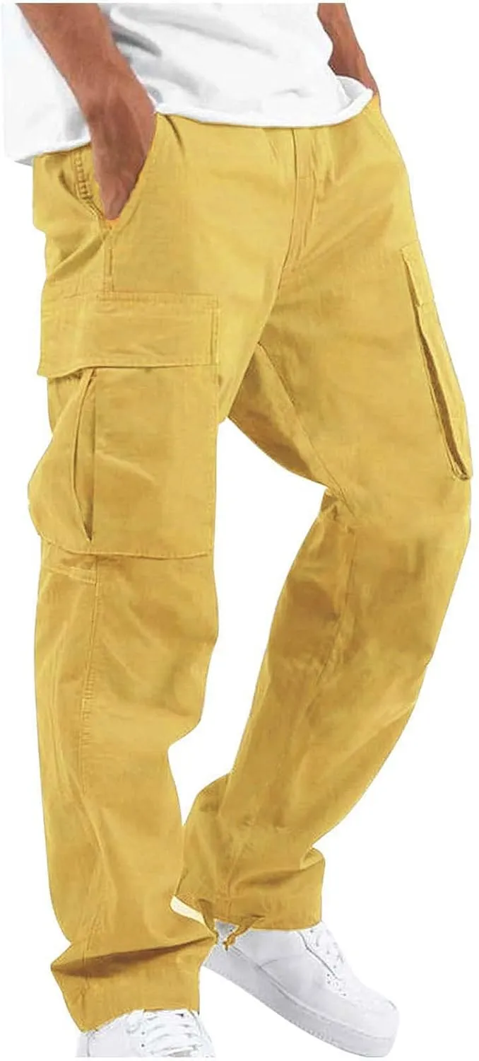 Cargo Pants for Men Baggy Drawstring Elastic Waist Sweatpants Stylish with Pockets Work Pants 2024 Joggers Trousers