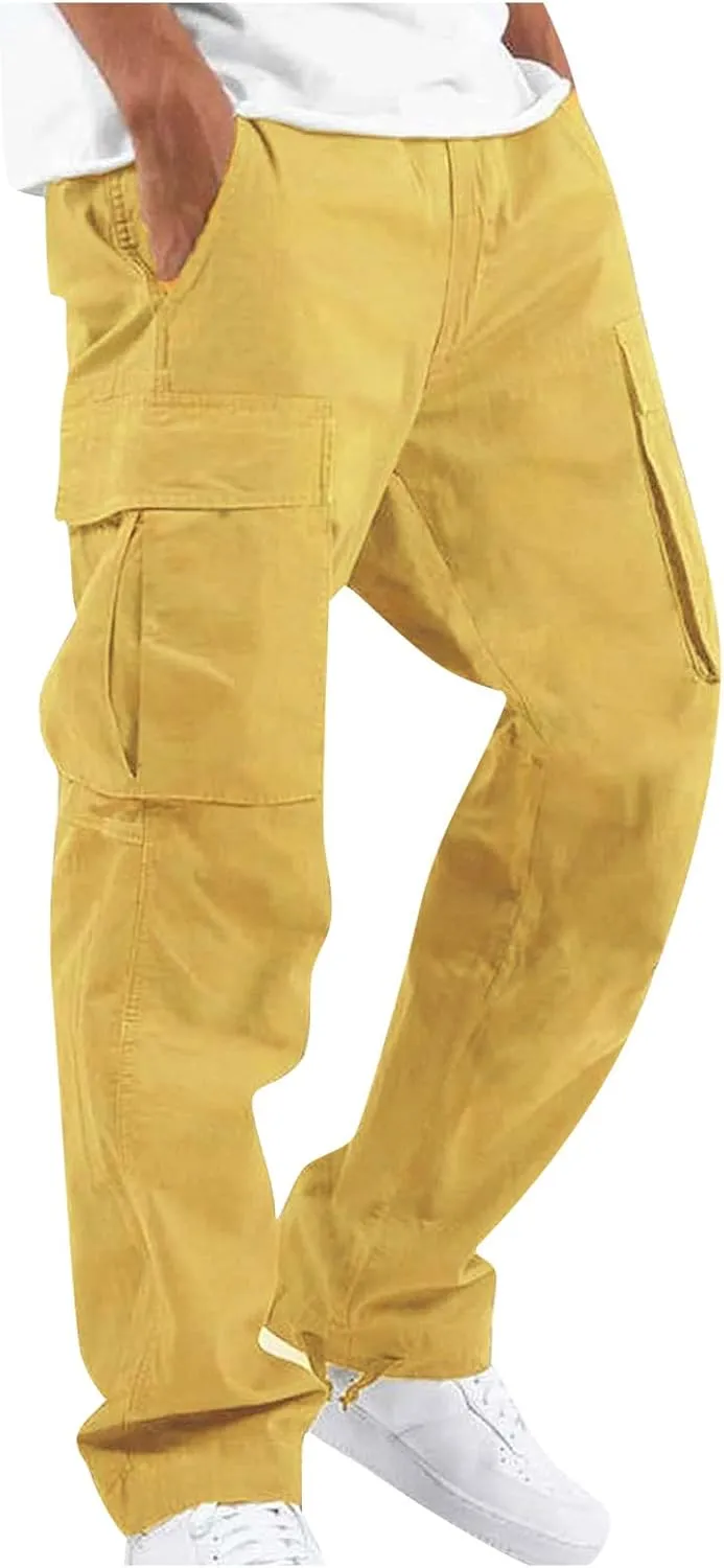 Cargo Pants for Men Baggy Drawstring Elastic Waist Sweatpants Stylish with Pockets Work Pants 2024 Joggers Trousers