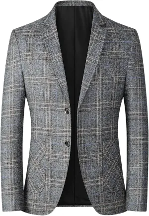 Casual Blazer for Men, Slim Fit Suit Jackets, Classic Two Button Lightweight Round Hem Pocket Sport Coat Outfits