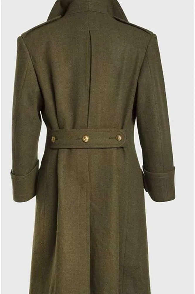 Casual Men's Regular Fit Long Overcoat Wool Blend Pea Jacket Double Breasted Notch Lapel Trench Coat in Winter
