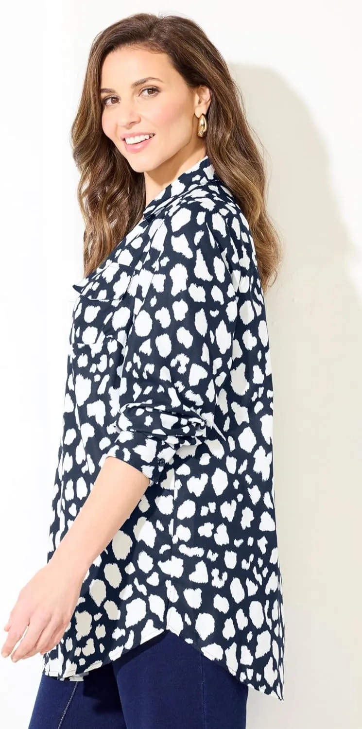 Catherines Women's Plus Size Petite Modern Camp Shirt