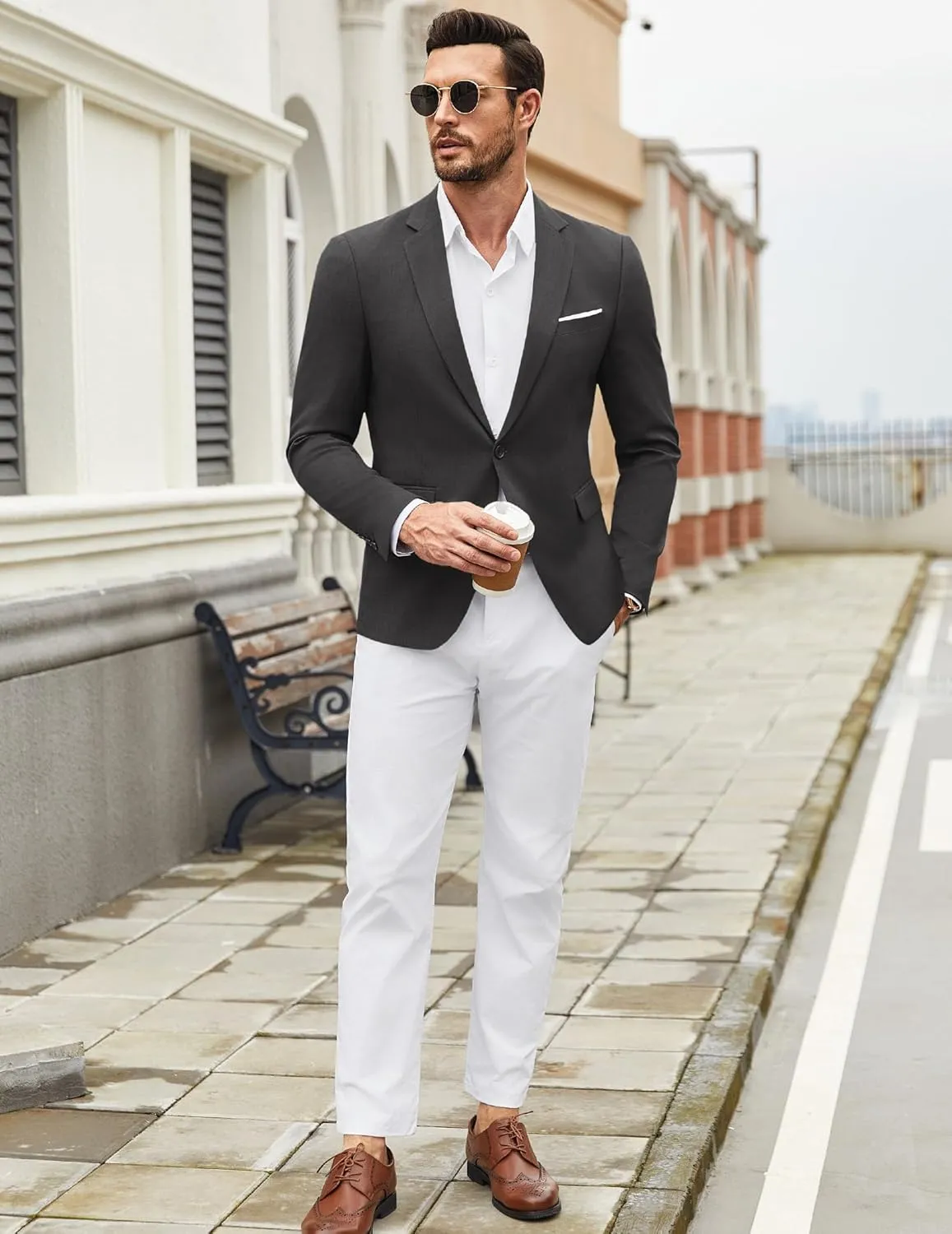 COOFANDY Mens Casual Blazer Suit Jackets One Button Sport Coats Lightweight Business Sports Jackets