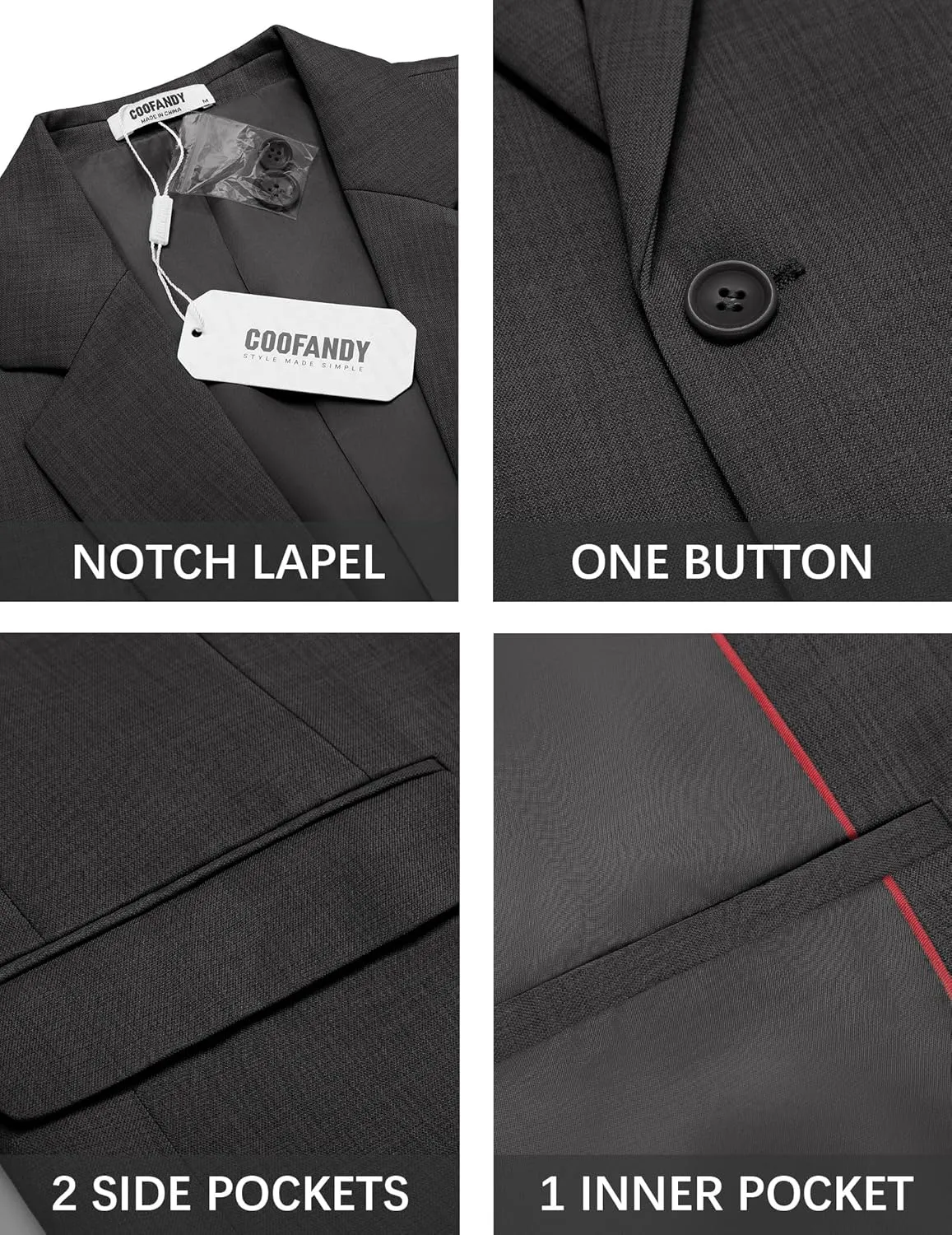 COOFANDY Mens Casual Blazer Suit Jackets One Button Sport Coats Lightweight Business Sports Jackets