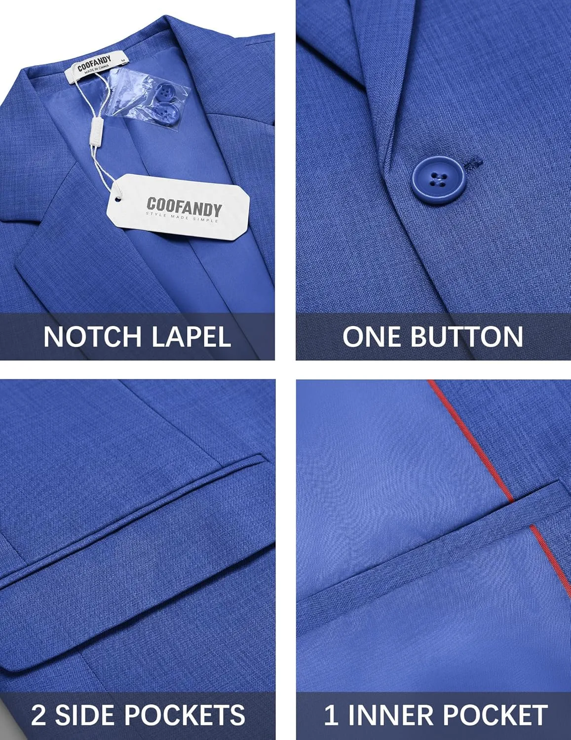 COOFANDY Mens Casual Blazer Suit Jackets Slim Fit One Button Sport Coats Lightweight Business Sports Jackets