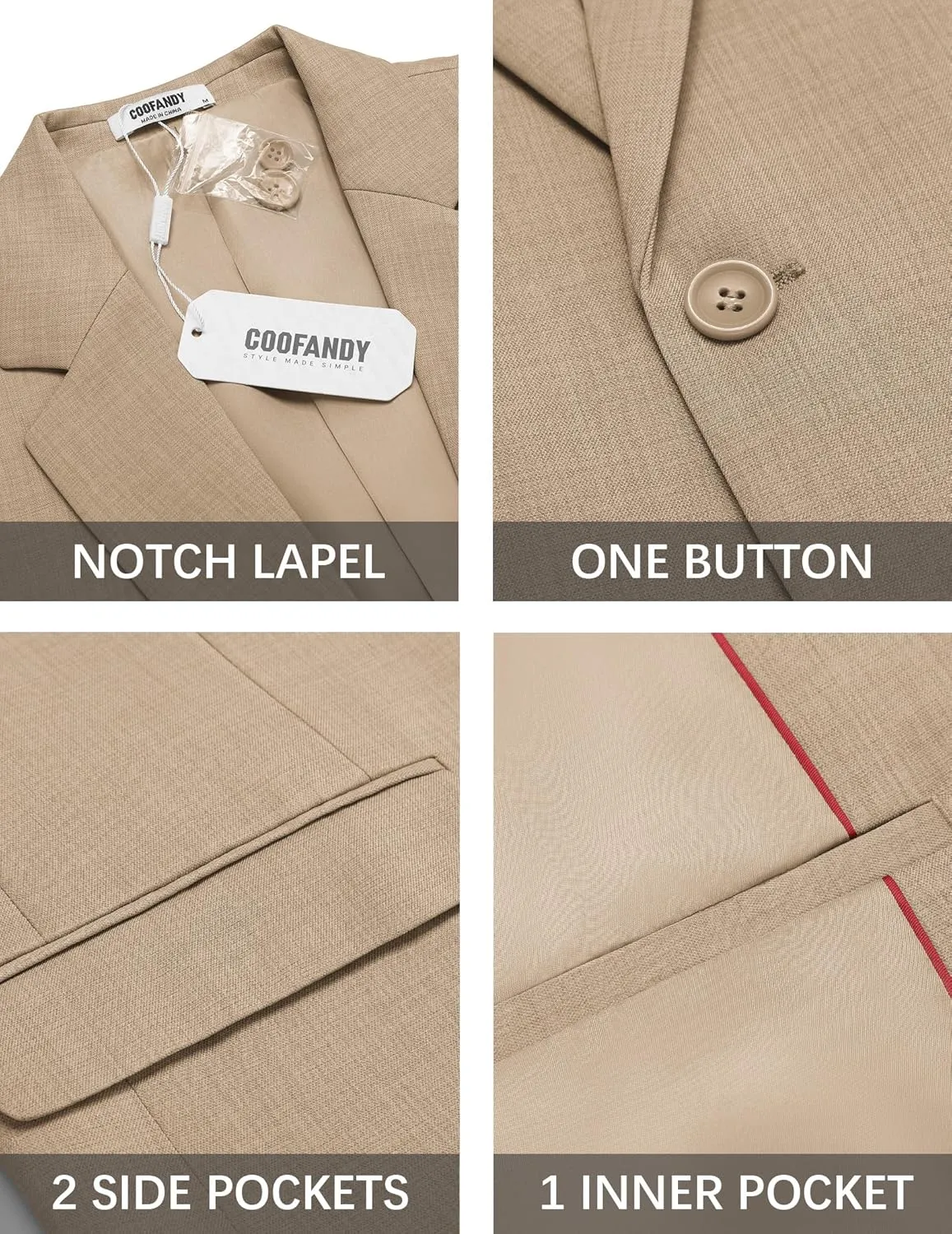COOFANDY Mens Casual Blazer Suit Jackets Slim Fit One Button Sport Coats Lightweight Business Sports Jackets