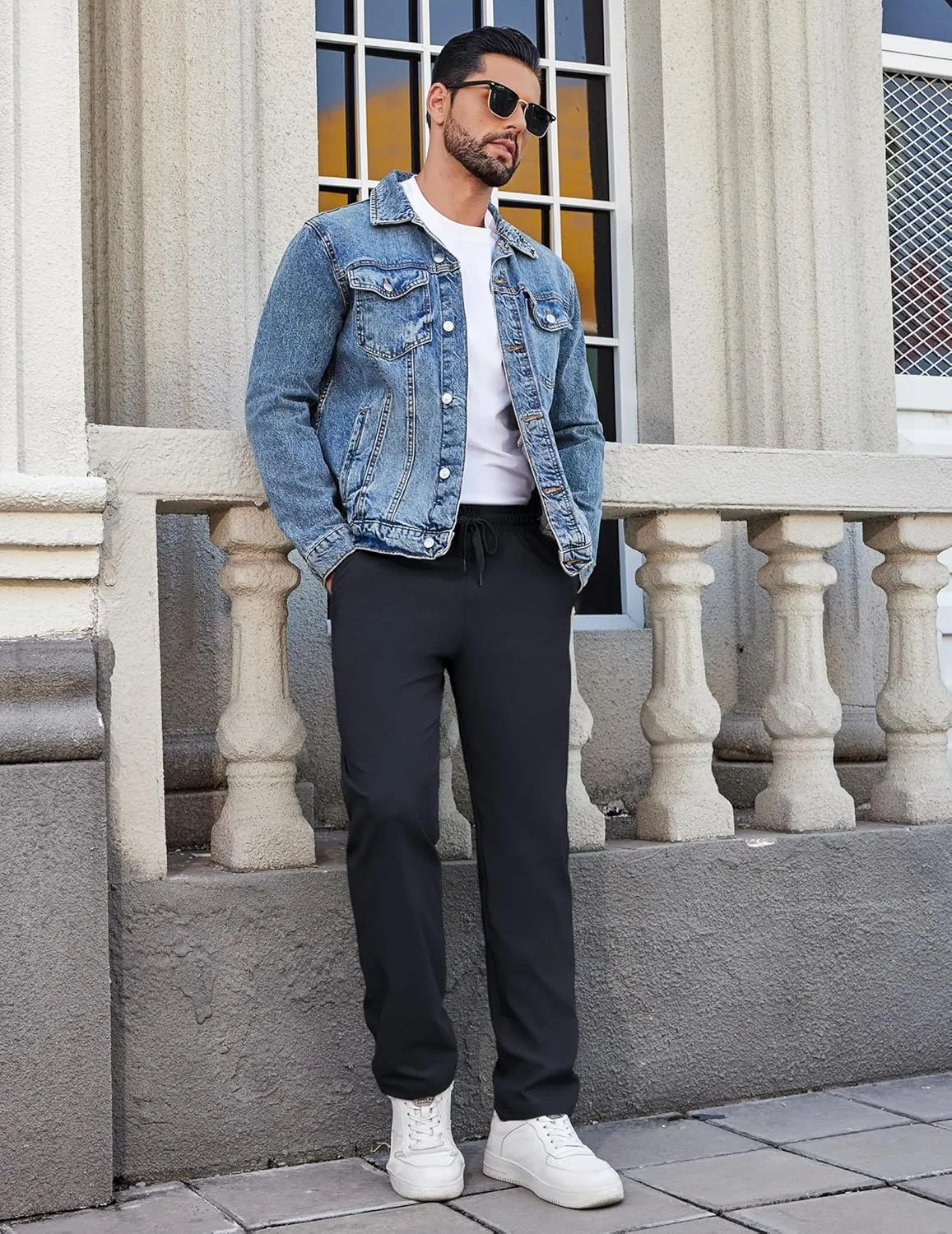 COOFANDY Mens Casual Pants Elastic Waist Chino Pants Lightweight Drawstring Pants with Pockets
