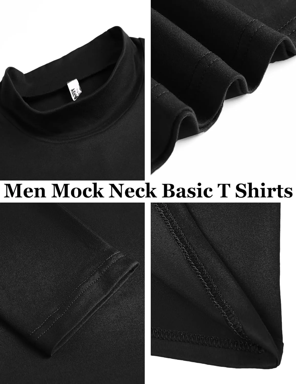 COOFANDY Mens Mock Turtleneck T-Shirts Long Sleeve Solid Color Tees Shirts Basic Casual Slim Fit Pullover T Shirts