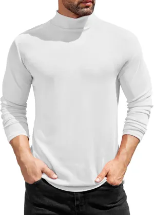 COOFANDY Mens Mock Turtleneck T-Shirts Long Sleeve Solid Color Tees Shirts Basic Casual Slim Fit Pullover T Shirts