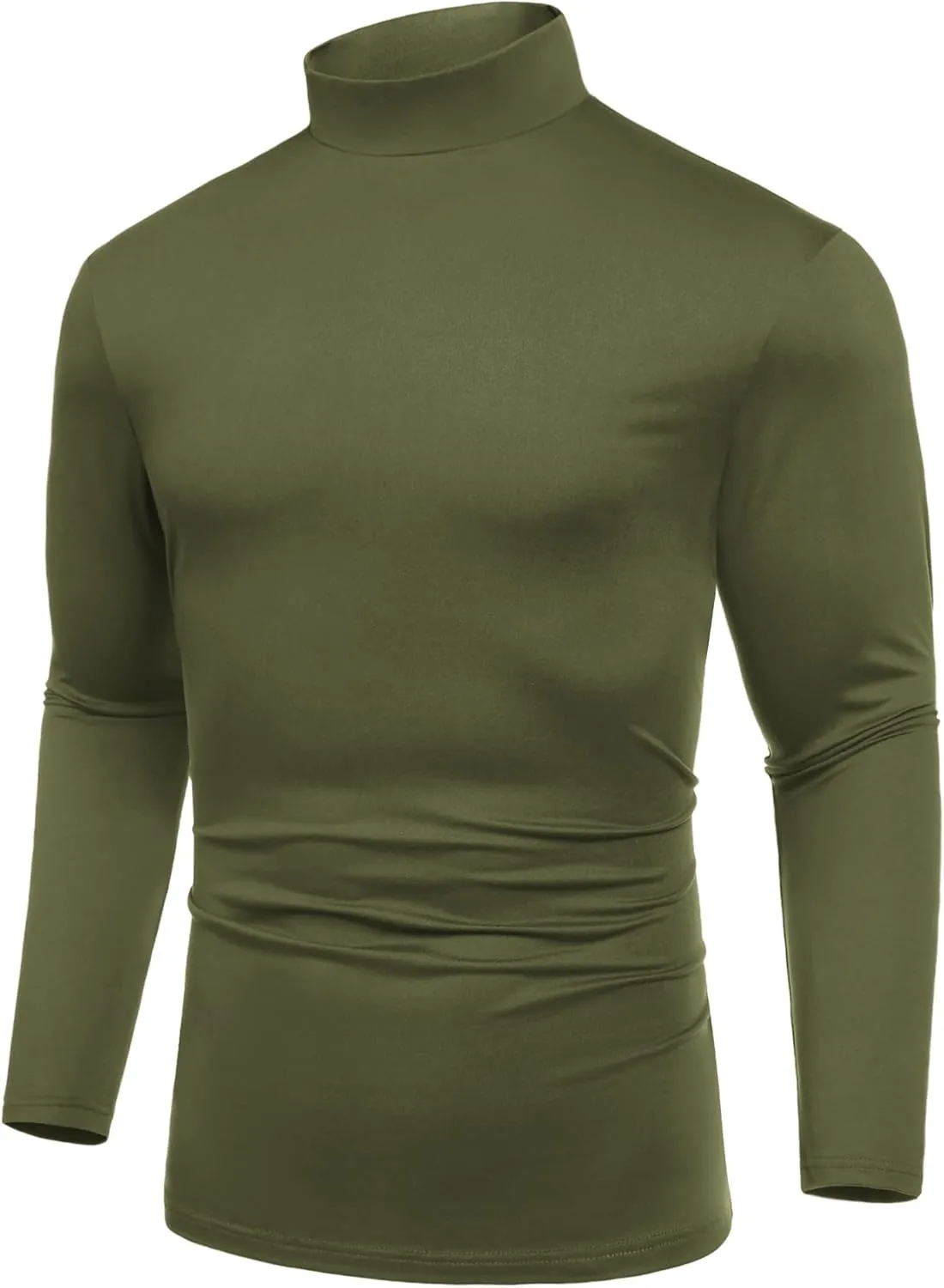 COOFANDY Mens Mock Turtleneck T-Shirts Long Sleeve Solid Color Tees Shirts Basic Casual Slim Fit Pullover T Shirts