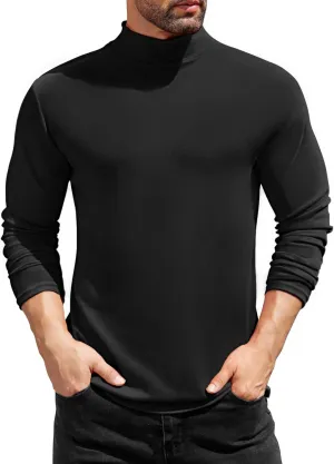 COOFANDY Mens Mock Turtleneck T-Shirts Long Sleeve Solid Color Tees Shirts Basic Casual Slim Fit Pullover T Shirts