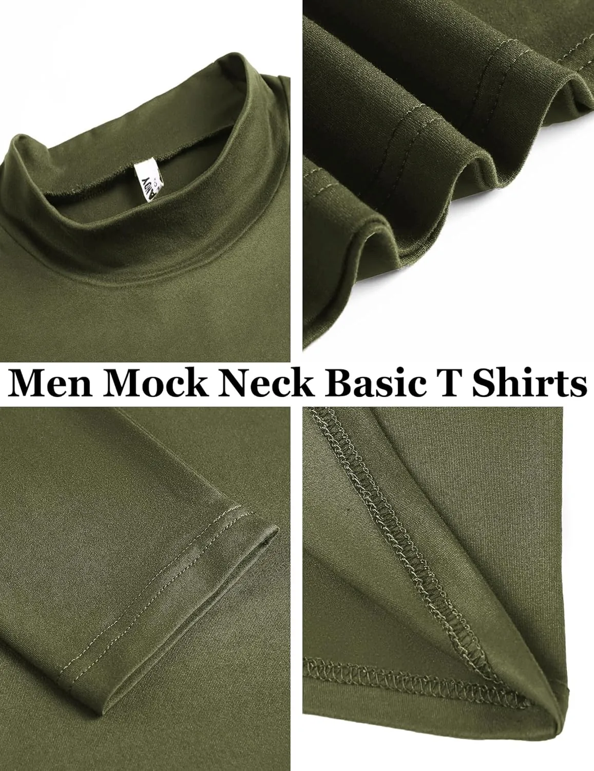 COOFANDY Mens Mock Turtleneck T-Shirts Long Sleeve Solid Color Tees Shirts Basic Casual Slim Fit Pullover T Shirts