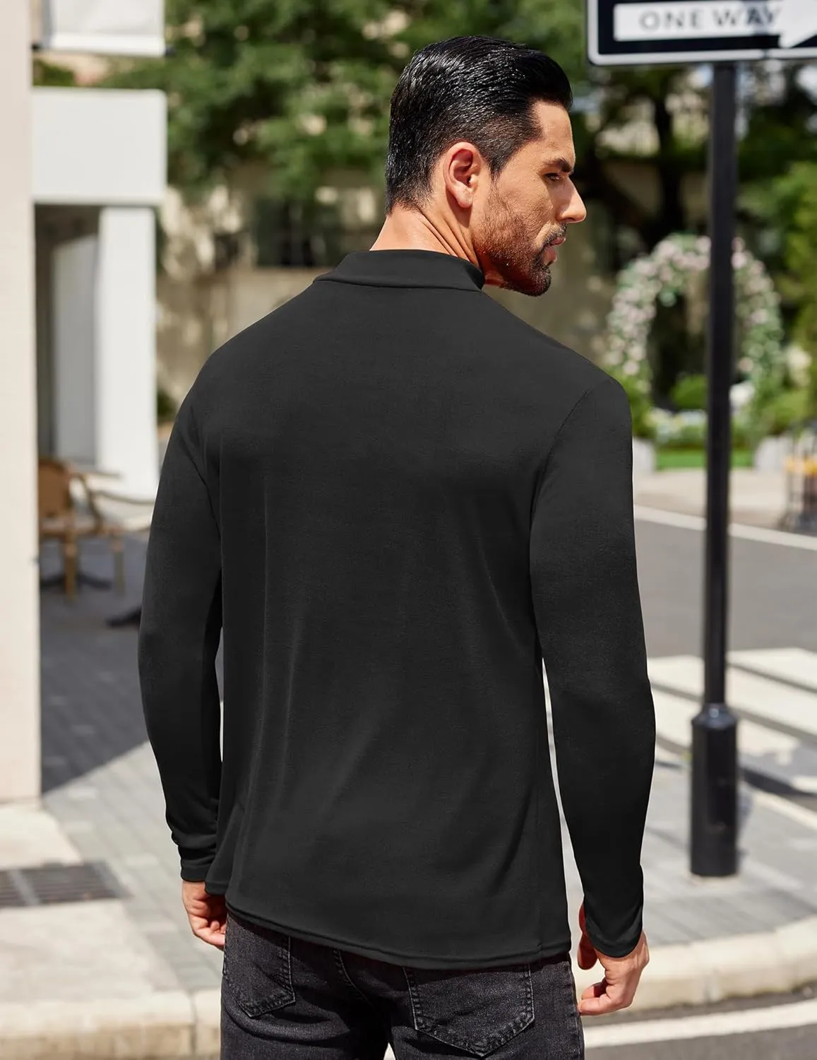COOFANDY Mens Mock Turtleneck T-Shirts Long Sleeve Solid Color Tees Shirts Basic Casual Slim Fit Pullover T Shirts
