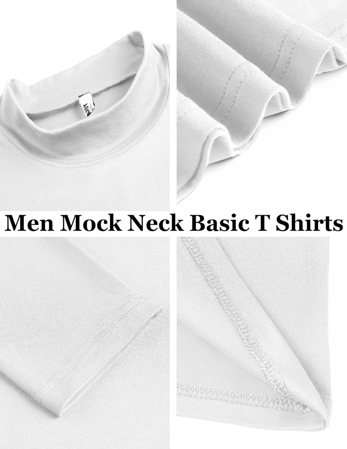 COOFANDY Mens Mock Turtleneck T-Shirts Long Sleeve Solid Color Tees Shirts Basic Casual Slim Fit Pullover T Shirts