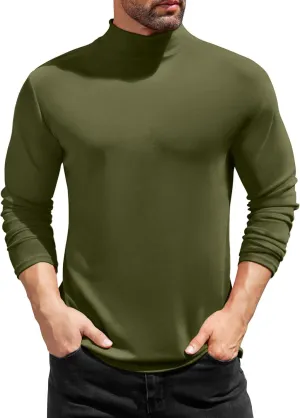 COOFANDY Mens Mock Turtleneck T-Shirts Long Sleeve Solid Color Tees Shirts Basic Casual Slim Fit Pullover T Shirts
