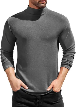 COOFANDY Mens Mock Turtleneck T-Shirts Long Sleeve Solid Color Tees Shirts Basic Casual Slim Fit Pullover T Shirts