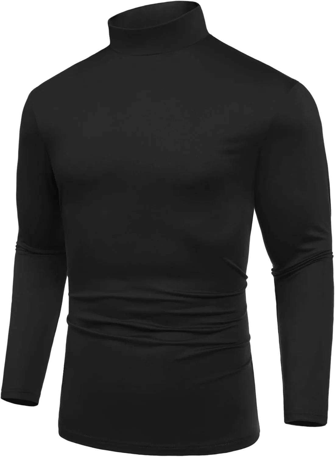 COOFANDY Mens Mock Turtleneck T-Shirts Long Sleeve Solid Color Tees Shirts Basic Casual Slim Fit Pullover T Shirts
