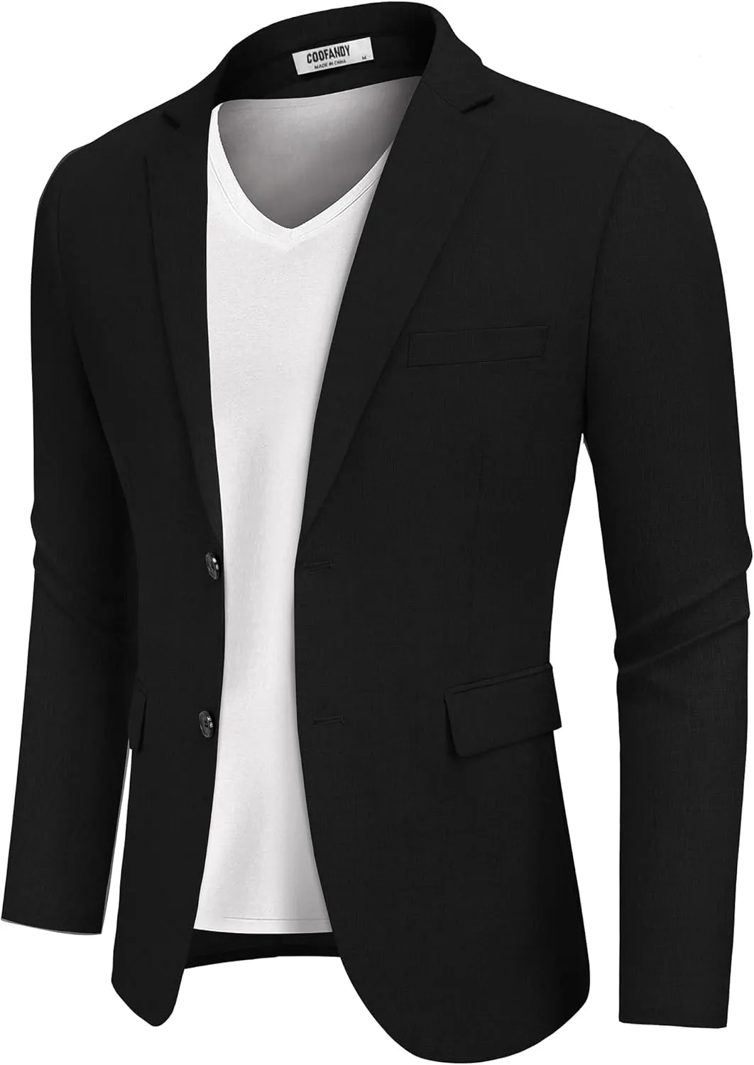 COOFANDY Suit Jacket for Men Casual Two Button Blazers Slim Fit Sport Coats, Solid Blazer - Black, XL