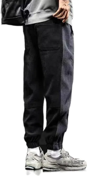 Corduroy Casual Pants Men's Winter Elastic Waist Sport Joggers Wide Leg