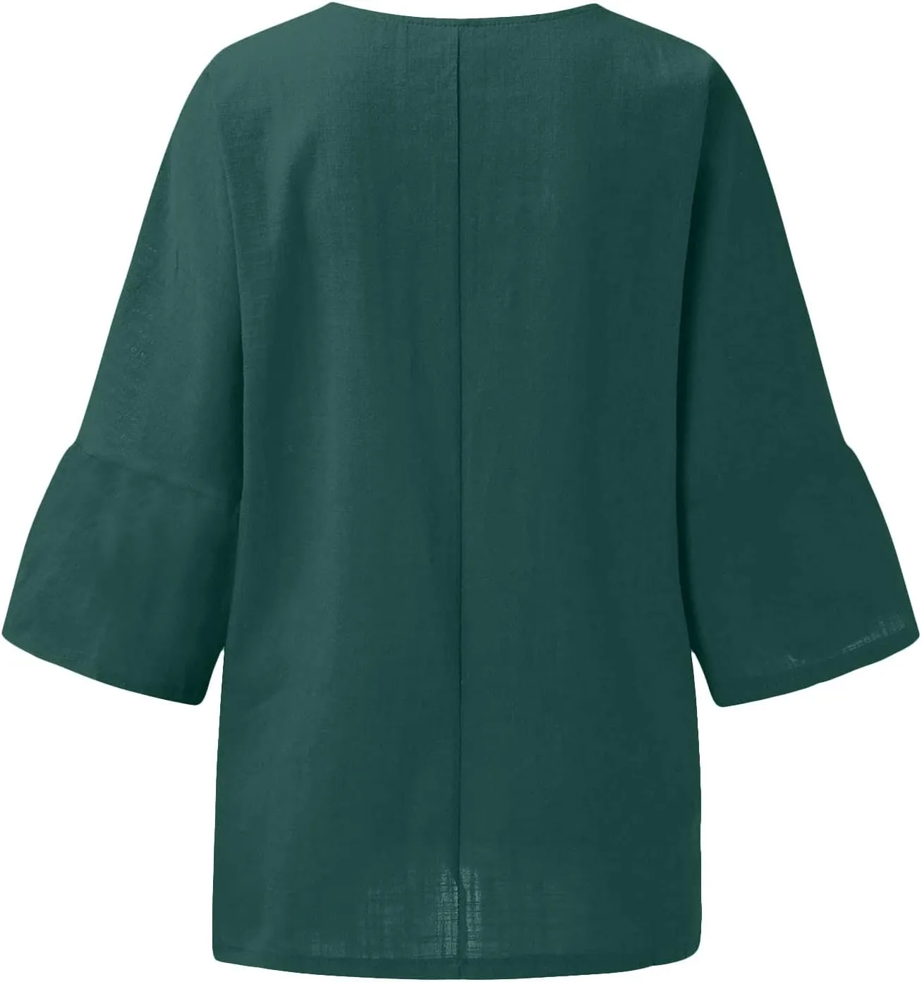 Cotton Linen Shirts for Women 3/4 Sleeve Crewneck Shirts Dressy Causal Solid Side Slit Blouse Loose Tees Clothes 2025