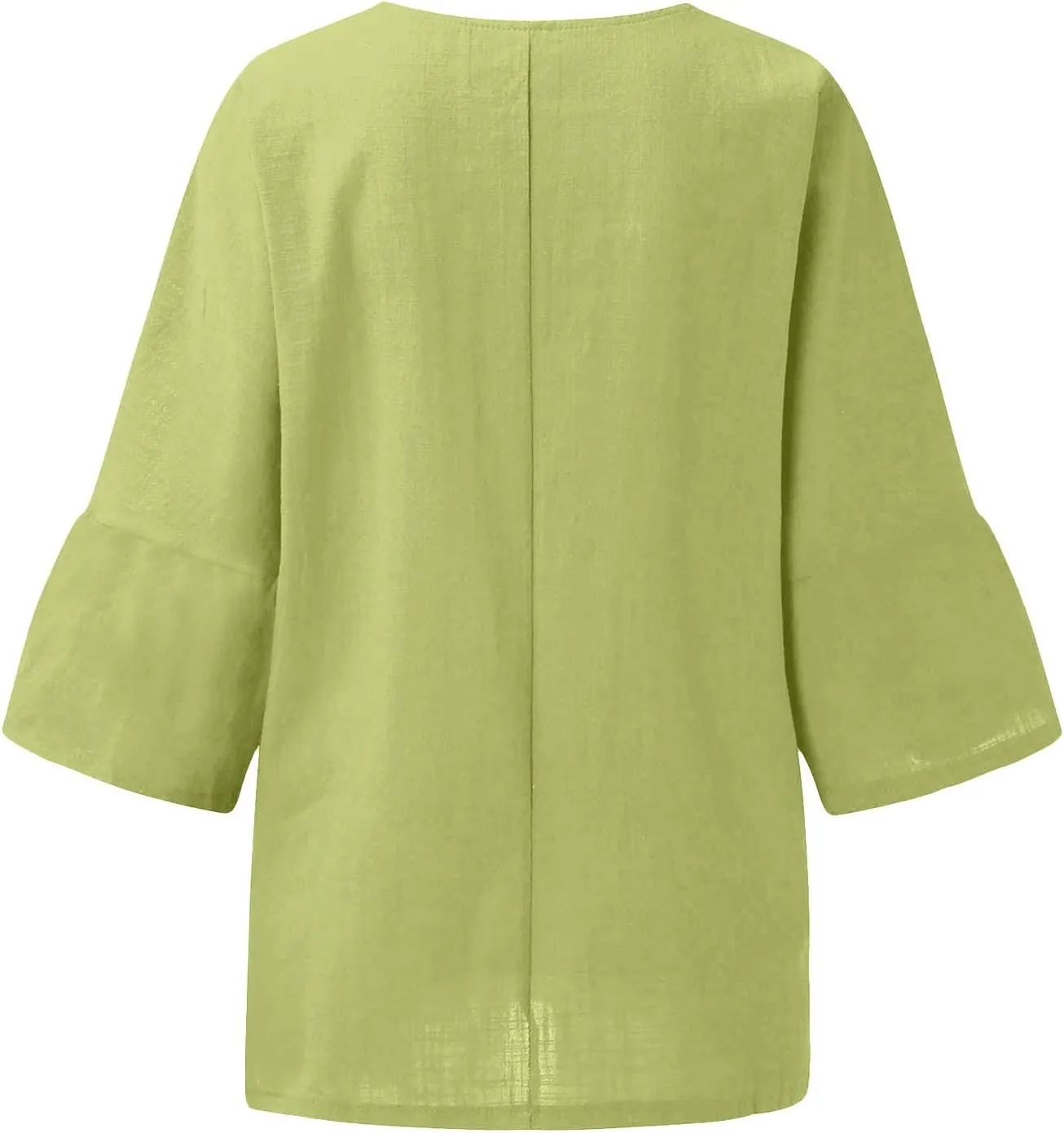 Cotton Linen Shirts for Women 3/4 Sleeve Crewneck Shirts Dressy Causal Solid Side Slit Blouse Loose Tees Clothes 2025