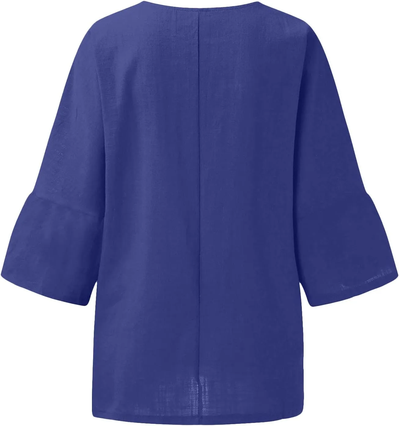 Cotton Linen Shirts for Women 3/4 Sleeve Crewneck Shirts Dressy Causal Solid Side Slit Blouse Loose Tees Clothes 2025