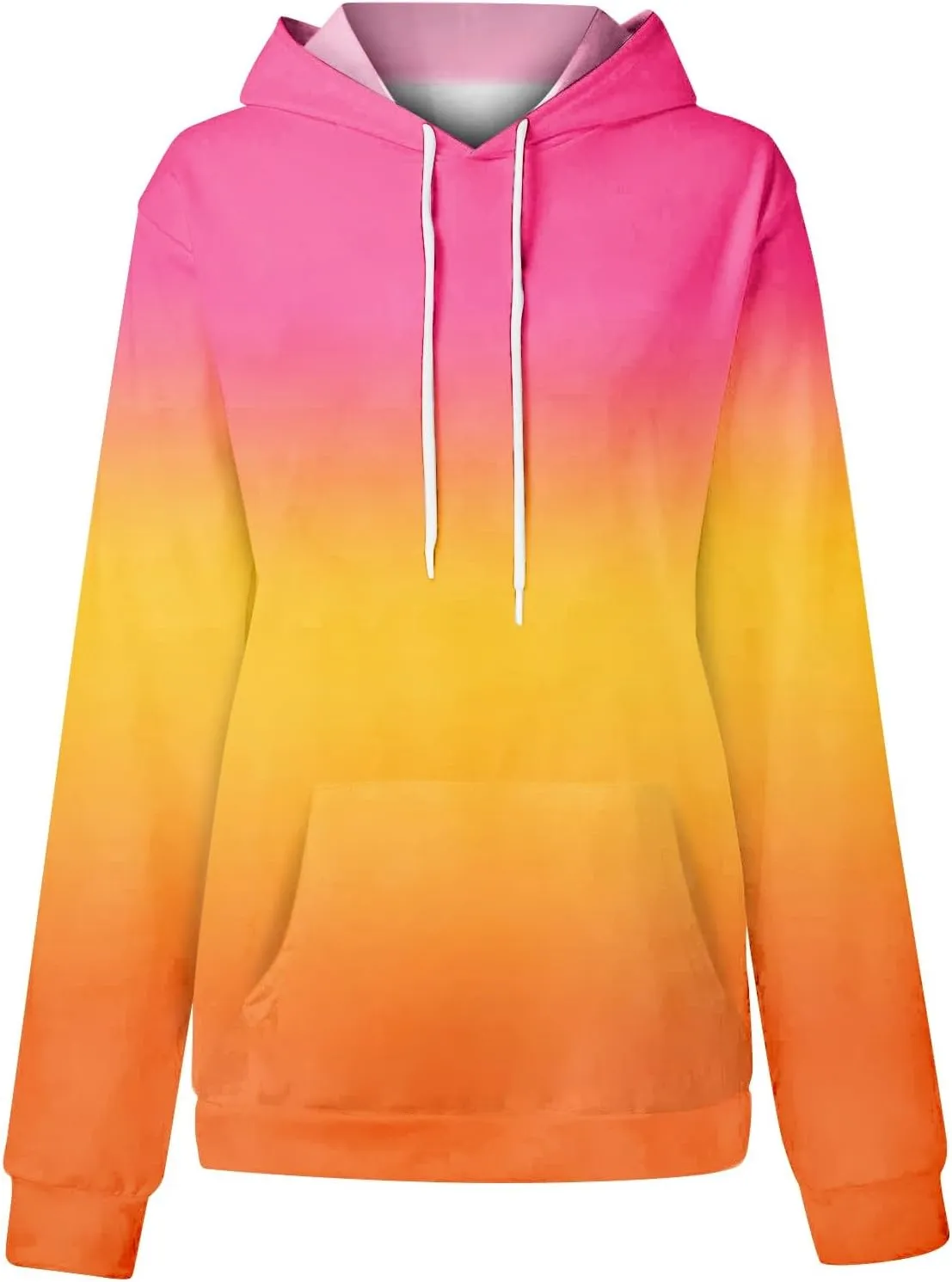 Cute Hoodies For Women Long Sleeve Sweatshirts Tie Dye Patchwork Hoodies Pullover Drop Shoulder Fall Tops With Pocket
