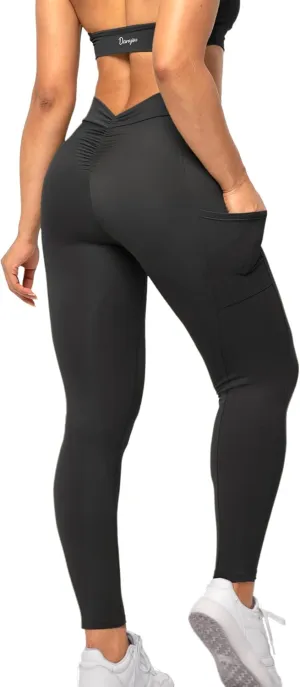 Danysu V Back Scrunch Butt Leggings for Women Soft High Waisted Booty Tights Workout Gym Yoga Pants