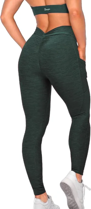 Danysu V Back Scrunch Butt Leggings for Women Soft High Waisted Booty Tights Workout Gym Yoga Pants