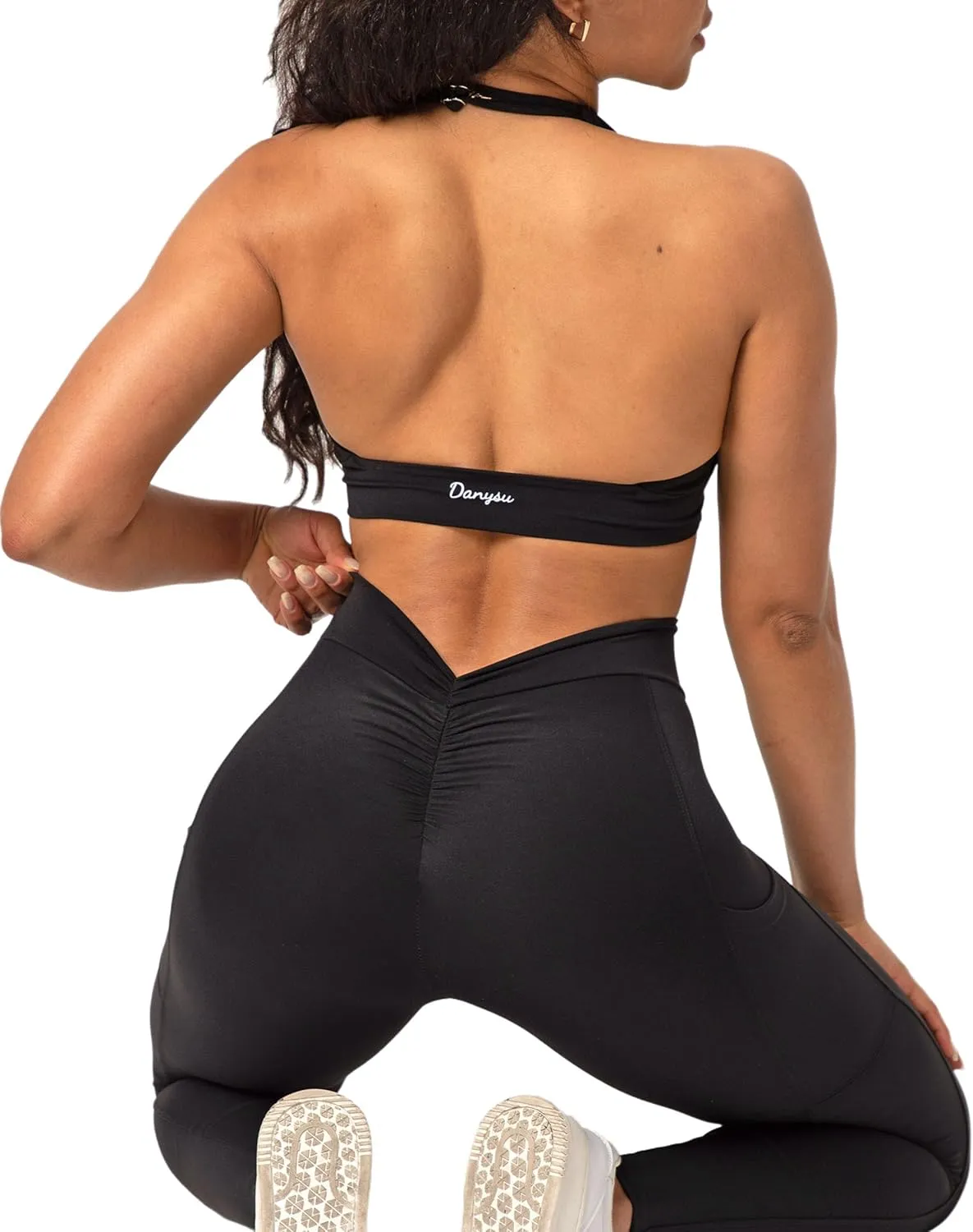 Danysu V Back Scrunch Butt Leggings for Women Soft High Waisted Booty Tights Workout Gym Yoga Pants