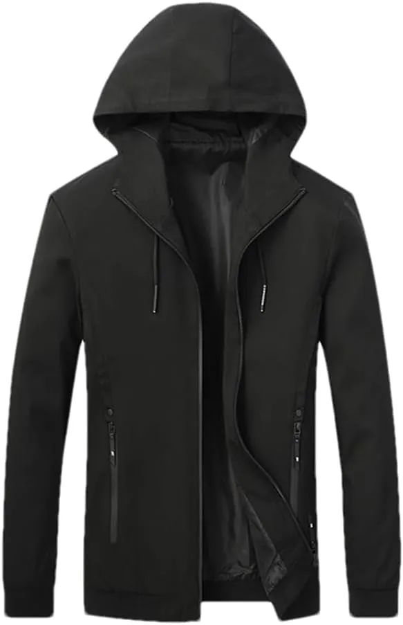 DBFBDTU Men Spring Hooded Sport Jackets Coat Autumn Outdoor Breathable Lightweight Jacket